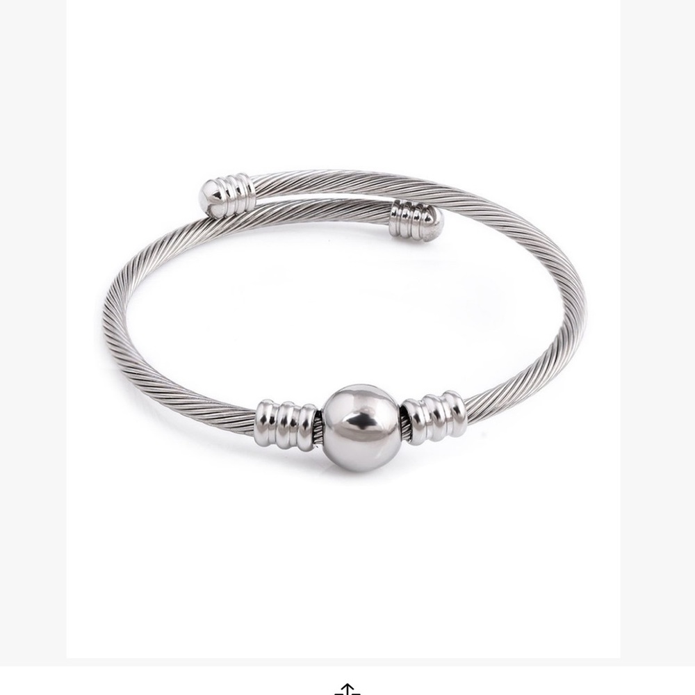 Stainless steel ball twist adjustable bangle unisex